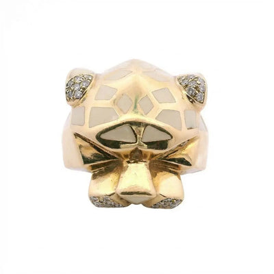 White Enamel Inlay Panther 0.50CT