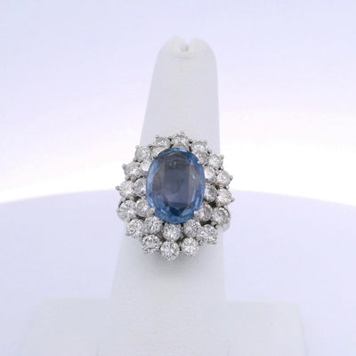 6.00CTW OVAL SAPPHIRE & 2.60CTW ROUND BRILLIANT CUT DIAMOND RING