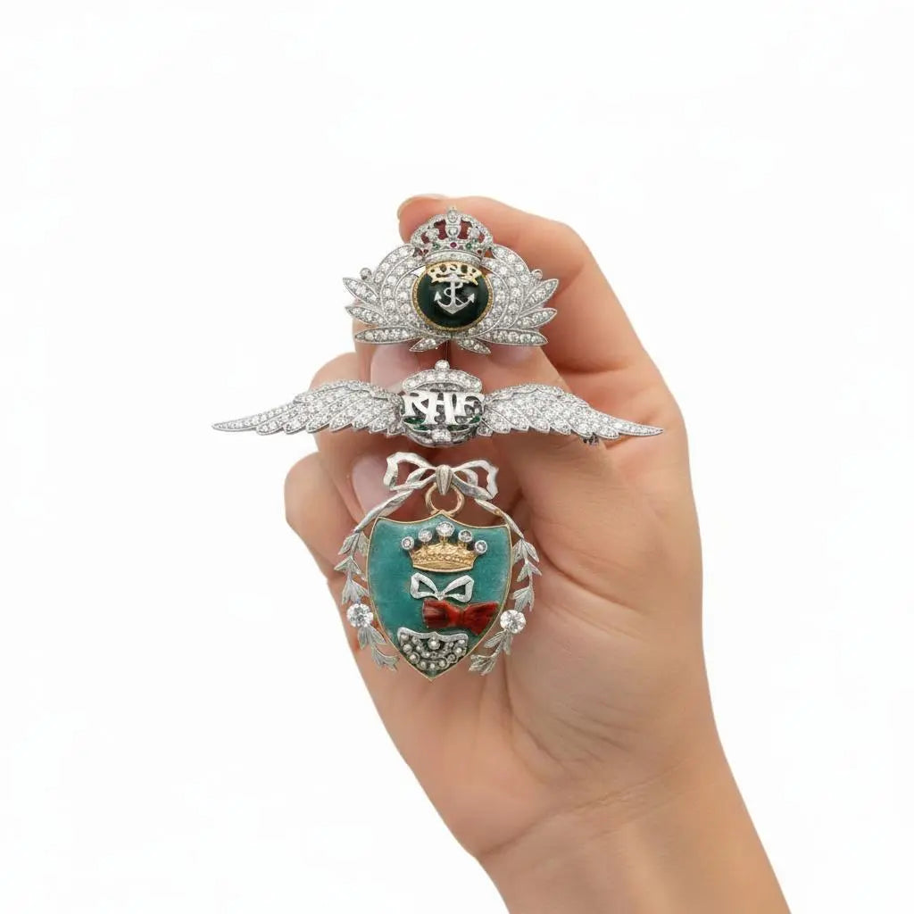 Diamond, Enamel, Pearl, Royal Air Force, Royal Navel Volunteer, Sweetheart Medal