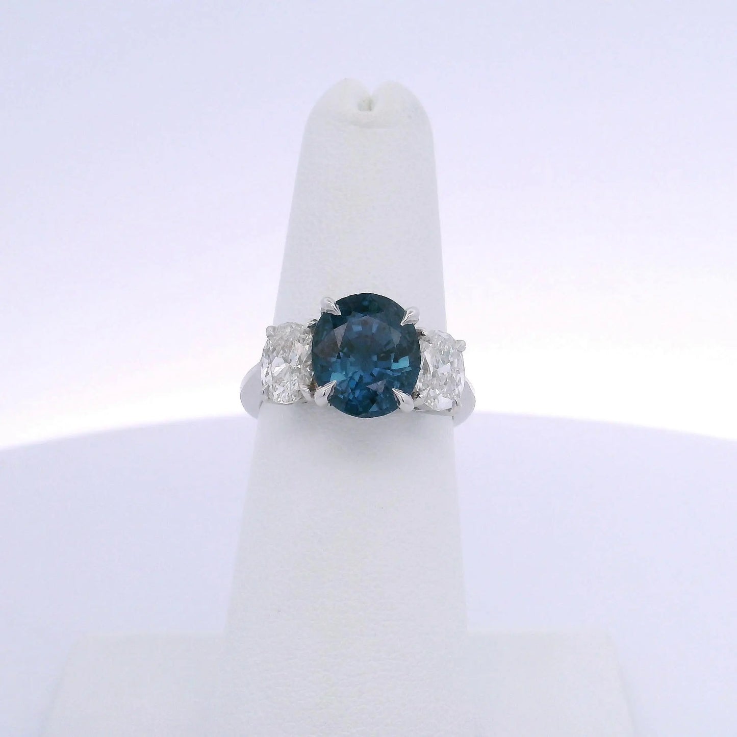 5.34CTW OVAL SAPPHIRE & 1.44 OVAL DIAMOND RING
