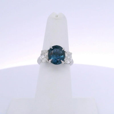 5.34CTW OVAL SAPPHIRE & 1.44 OVAL DIAMOND RING