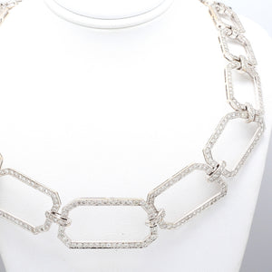 Pavé Diamond Link 18K White Gold Necklace