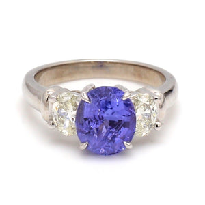 3.02ct Oval Purple-Pink Sapphire and Diamond Ring Sz.7