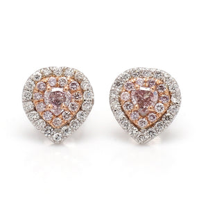 Diamond Earrings with Heart-Shaped and Pink Accents