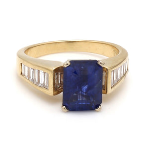 Estate Blue Sapphire & Diamond Platinum Ring Sz. 8.25