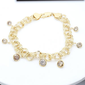 Brown Diamond Spiral Charm Bracelet with Bezel-Set Center Stone