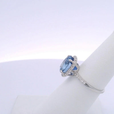 5.03CTW OVAL SAPPHIRE & 0.40CTW ROUND BRILLIANT CUT DIAMOND RING