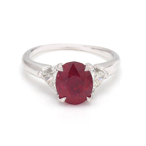 Oval Spinel Ring with Trillion Diamond Accents