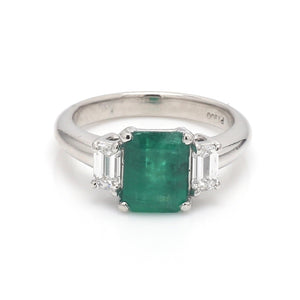 Emerald-Cut Emerald Ring with Diamond Accents