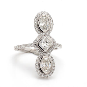 Radiant Diamond Ring with Oval and Round Accents