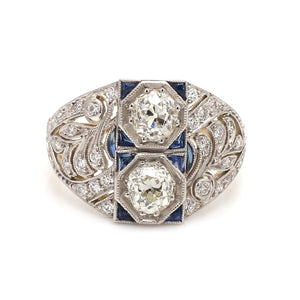 Vintage Diamond Ring with Sapphire Accents