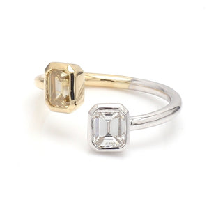 Fancy Diamond Bypass Ring with Emerald-Cut Stones
