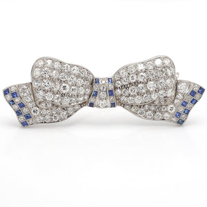 Bow Brooch with French and Euro-Cut Diamonds