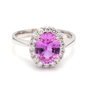 Oval Pink Sapphire Ring with Diamond Accents