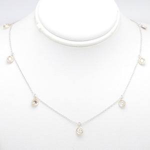 Hanging Diamond Station Pendant Gold Necklace