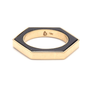 Black Hexagon Onyx Inlay Convertible Ring