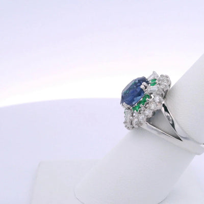 3.91CTW OVAL SAPPHIRE 1.00CTW BAGUETTE & BRILLIANT CUT DIAMOND