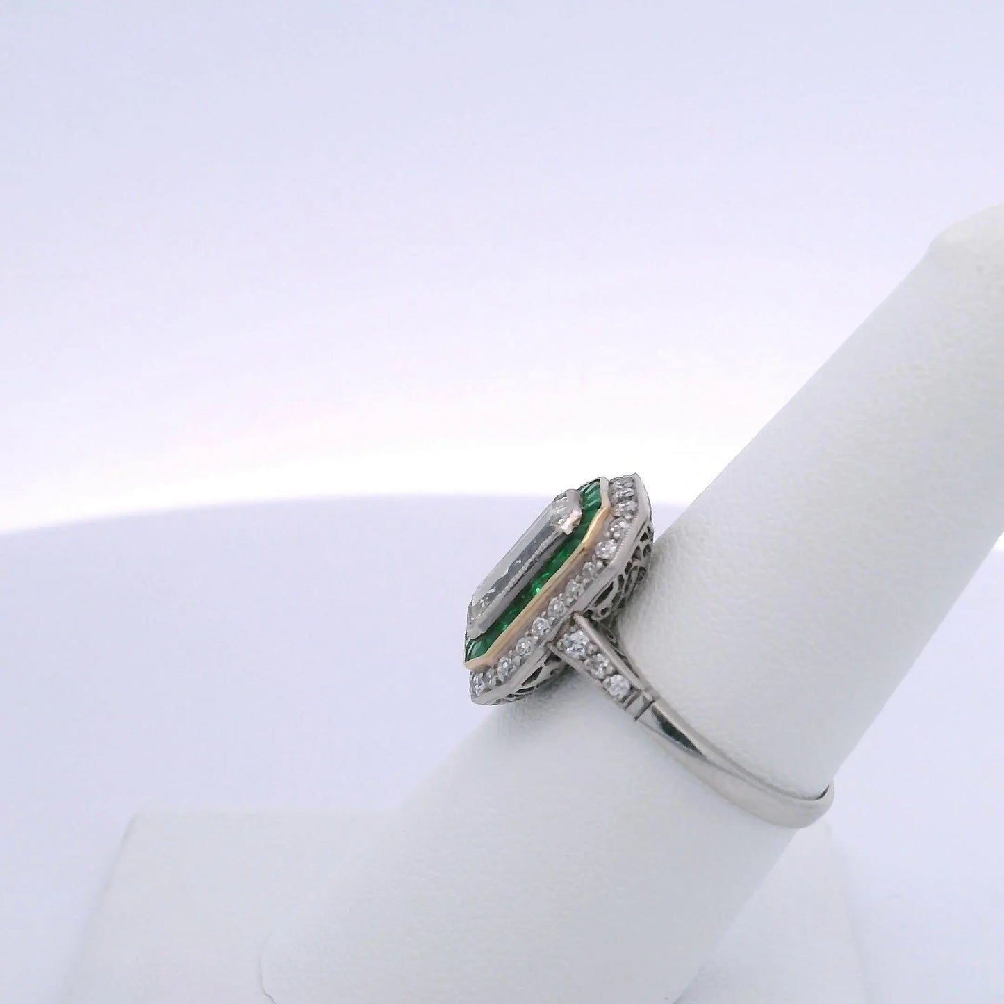 1.45CT EMERALD CUT DIAMOND & 0.75CTW EMERALD RING