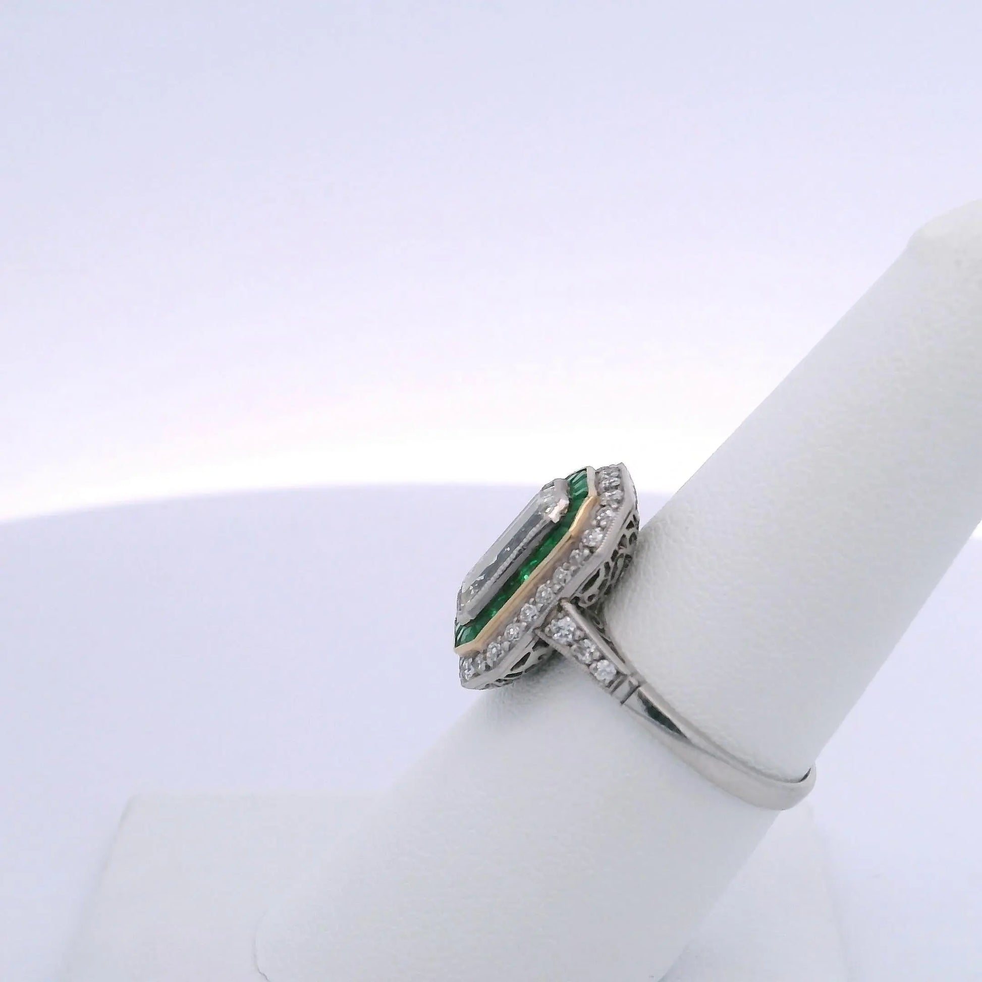 1.45CT EMERALD CUT DIAMOND & 0.75CTW EMERALD RING