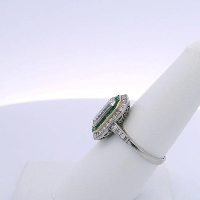 1.45CT EMERALD CUT DIAMOND & 0.75CTW EMERALD RING