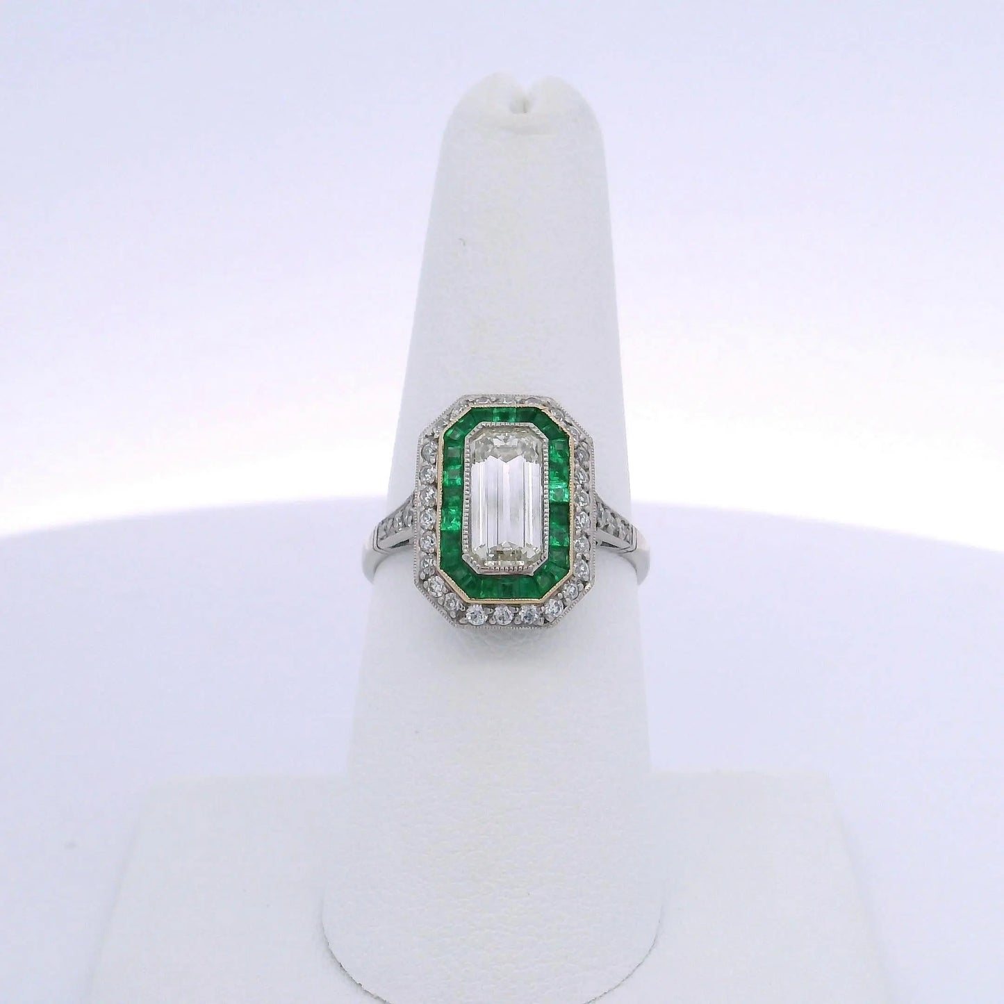 1.45CT EMERALD CUT DIAMOND & 0.75CTW EMERALD RING