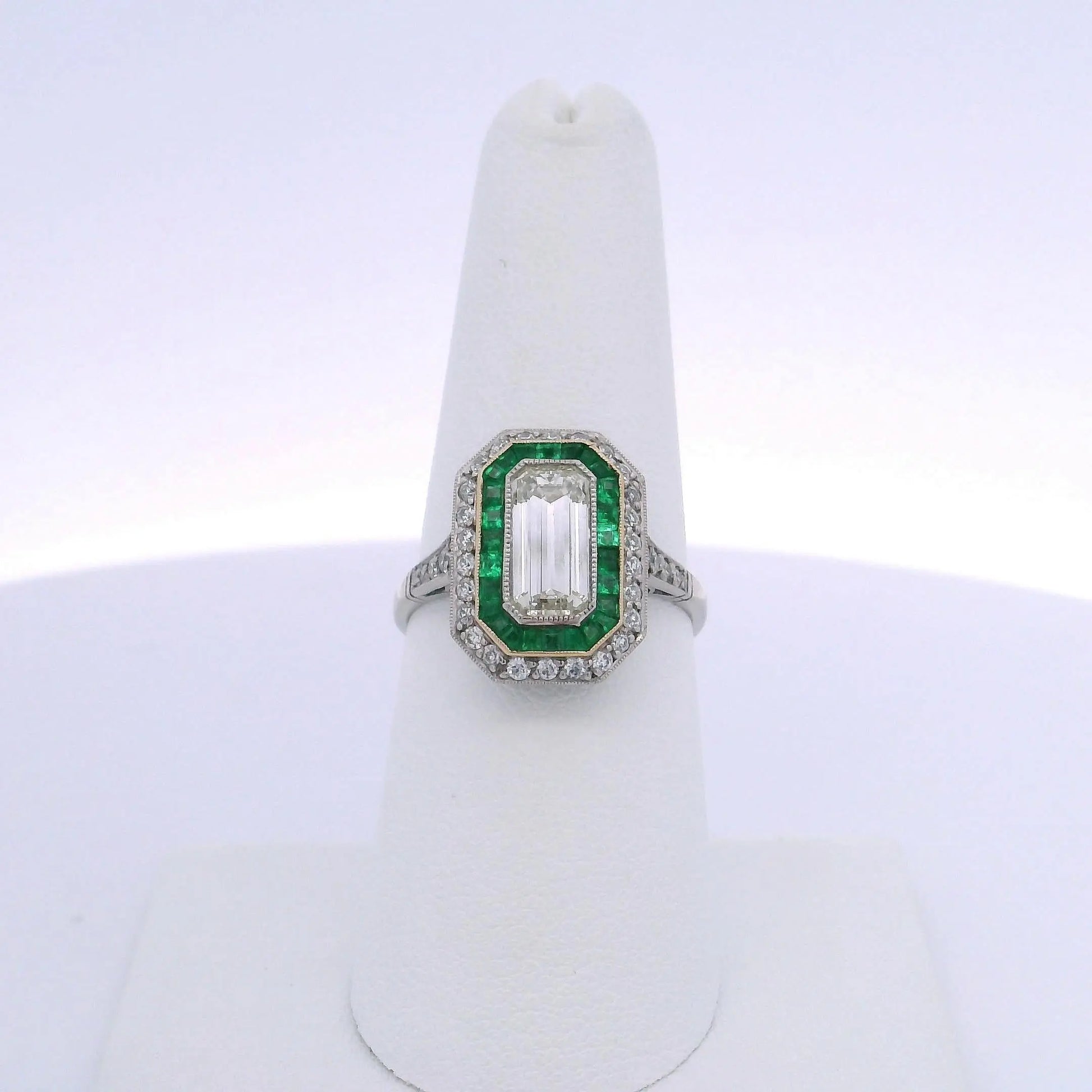 1.45CT EMERALD CUT DIAMOND & 0.75CTW EMERALD RING