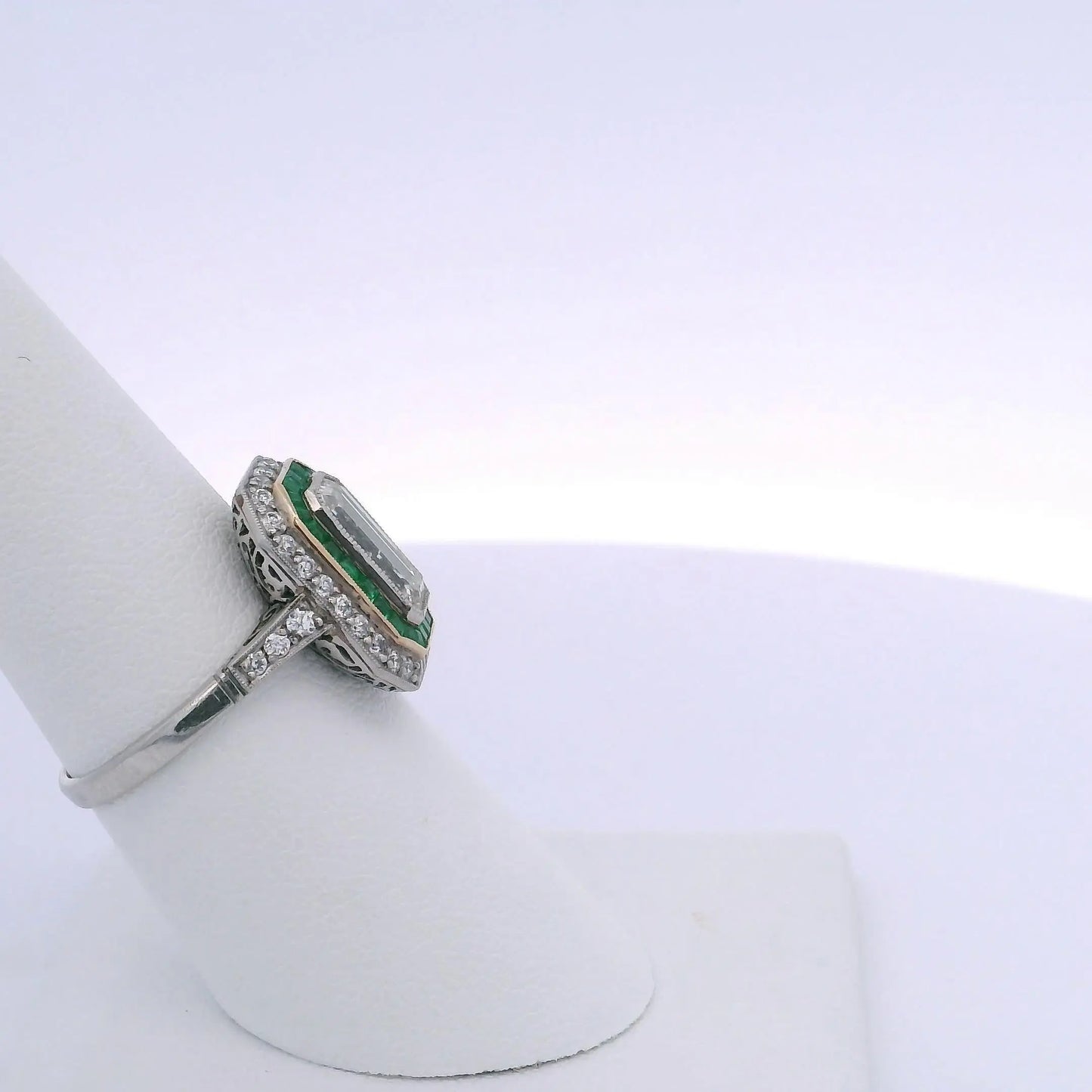 1.45CT EMERALD CUT DIAMOND & 0.75CTW EMERALD RING