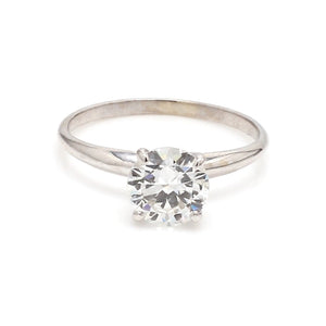 0.95 CT F SI2 Round Brilliant Solitaire Ring
