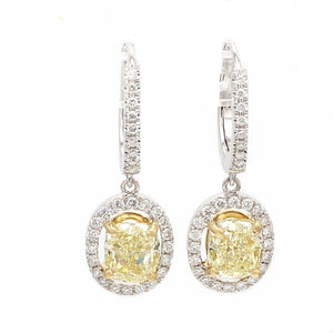 2.37ctw Fancy Yellow GIA Certified Diamond Earrings