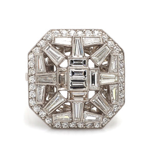 Platinum Estate 2.00ct Tapered Baguette Diamond Ring Sz. 7