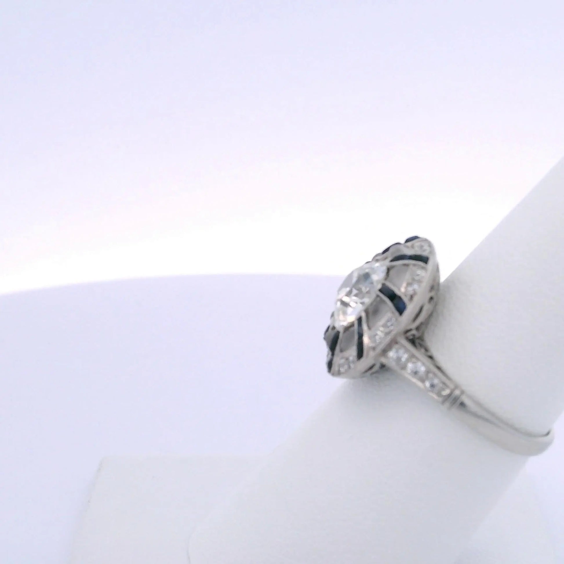 1.75CTW OLD EUROPEAN CUT DIAMOND & 1.00CTW SAPPHIRE DIAMOND RING