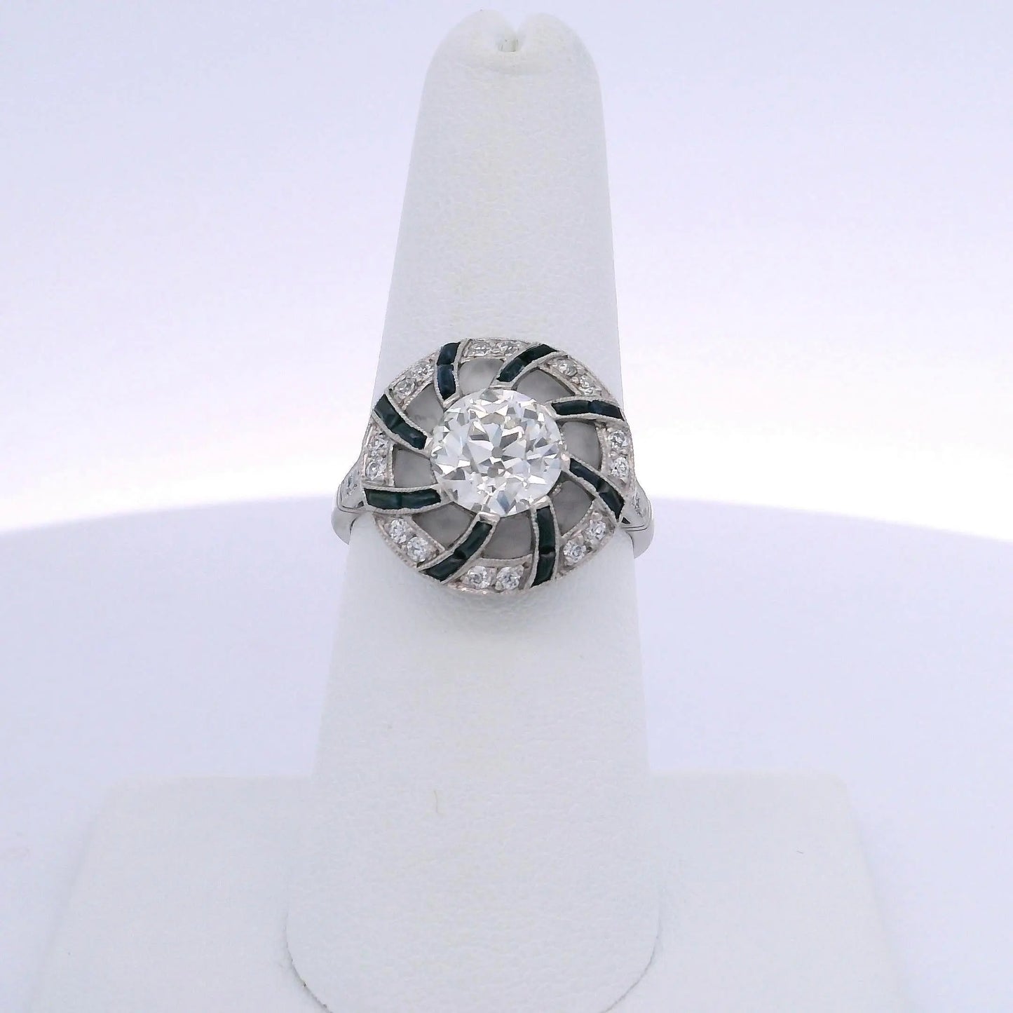 1.75CTW OLD EUROPEAN CUT DIAMOND & 1.00CTW SAPPHIRE DIAMOND RING