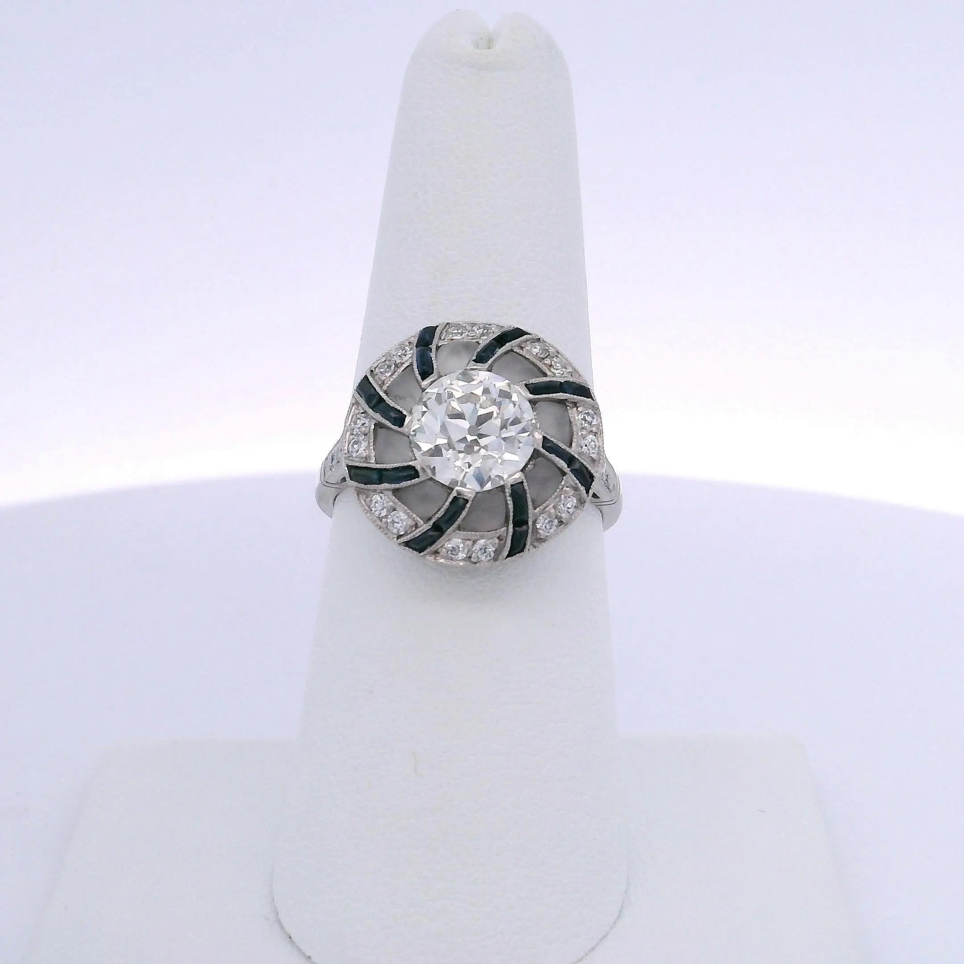 1.75CTW OLD EUROPEAN CUT DIAMOND & 1.00CTW SAPPHIRE DIAMOND RING