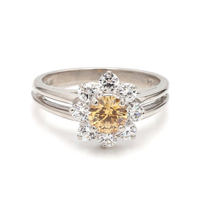 Oscar Heyman Fancy Intense Yellow Diamond Ring with Accents
