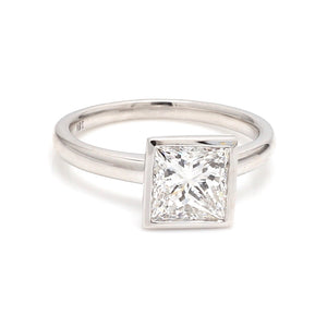 Bezel-Set Princess Diamond Ring – GIA Certified