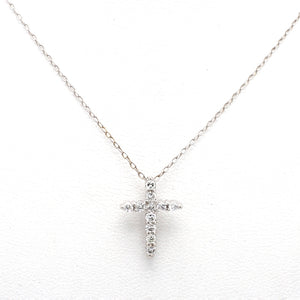 Diamond Cross Necklace with Round Brilliants