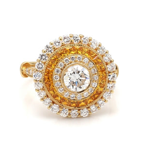 Diamond and Yellow Sapphire Ring with Round Brilliants