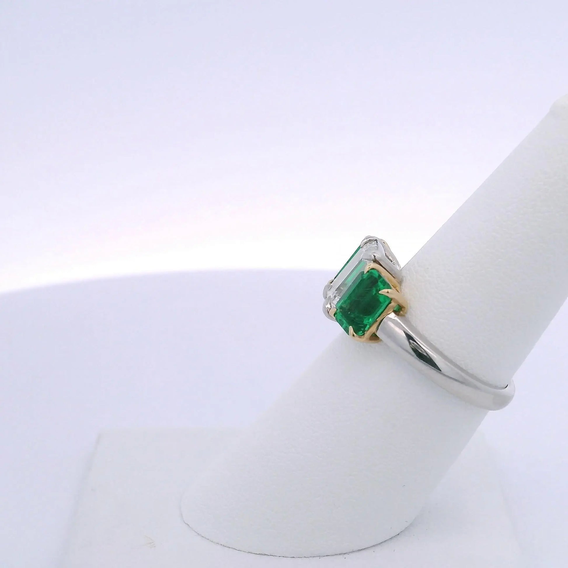 2.01CTW EMERALD CUT & 1.94CTW EC EMERALD & DIAMOND RING