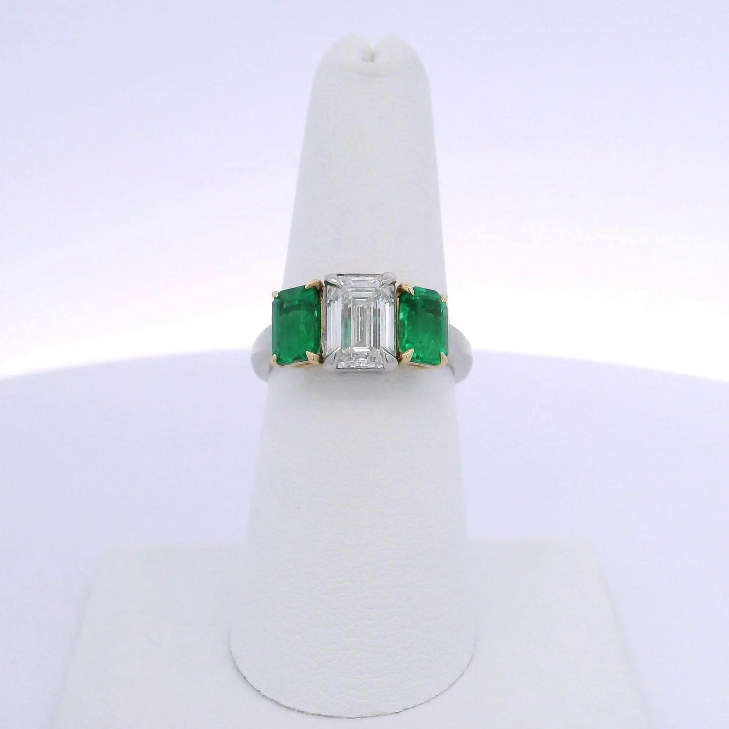 2.01CTW EMERALD CUT & 1.94CTW EC EMERALD & DIAMOND RING