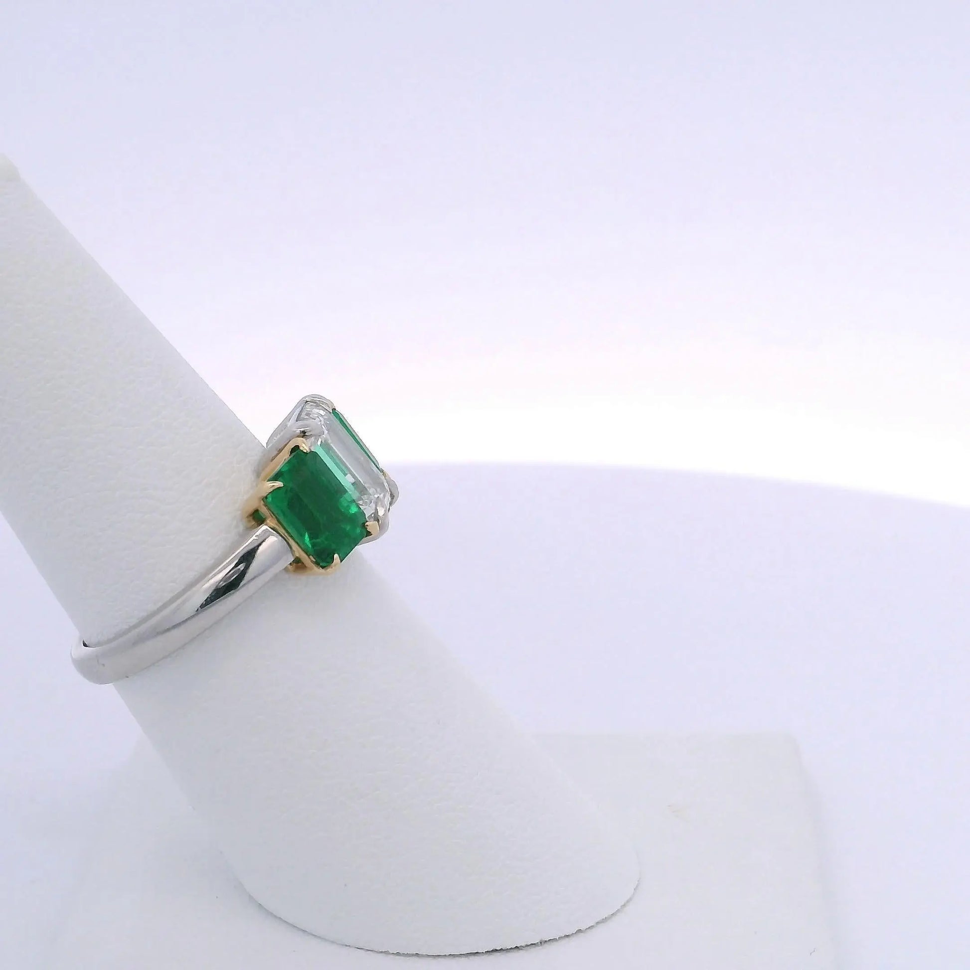 2.01CTW EMERALD CUT & 1.94CTW EC EMERALD & DIAMOND RING