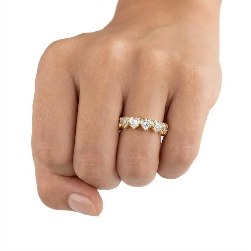 4.15ctw Heart Shaped Diamond Eternity Band