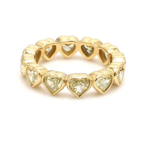 3.88ctw Fancy Yellow Heart Cut Diamond Eternity Band