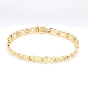 14K Yellow Gold Diamond Cut Link Bracelet