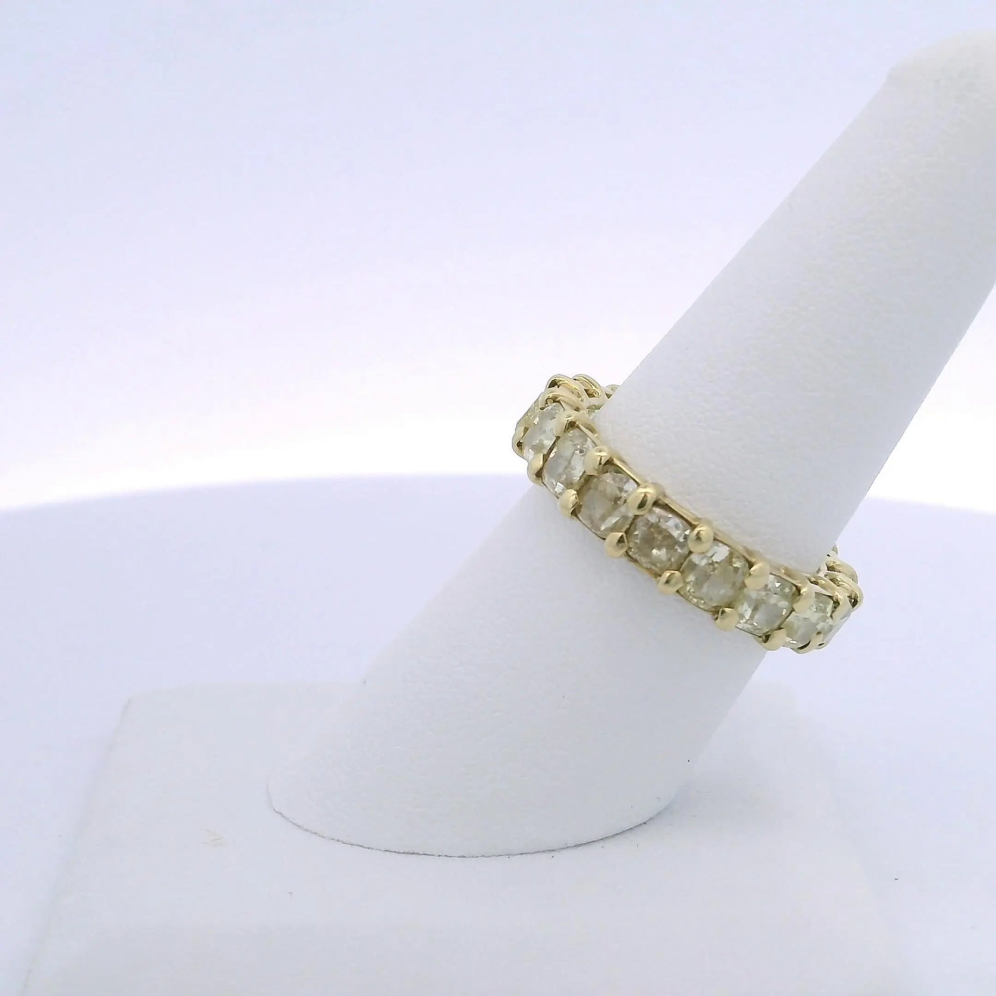 6.40CTW CUSHION CUT YELLOW DIAMOND ETERNITY BAND
