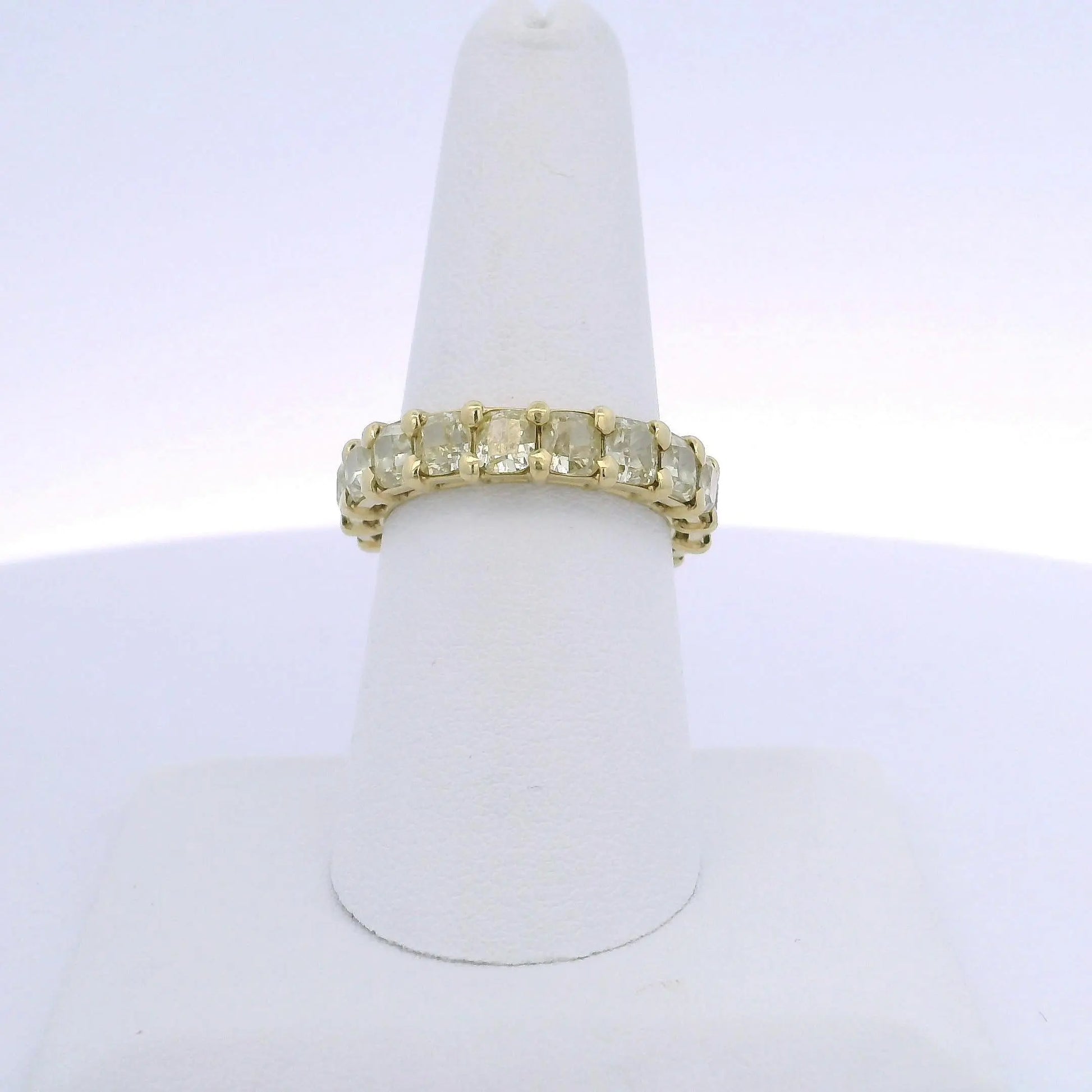 6.40CTW CUSHION CUT YELLOW DIAMOND ETERNITY BAND