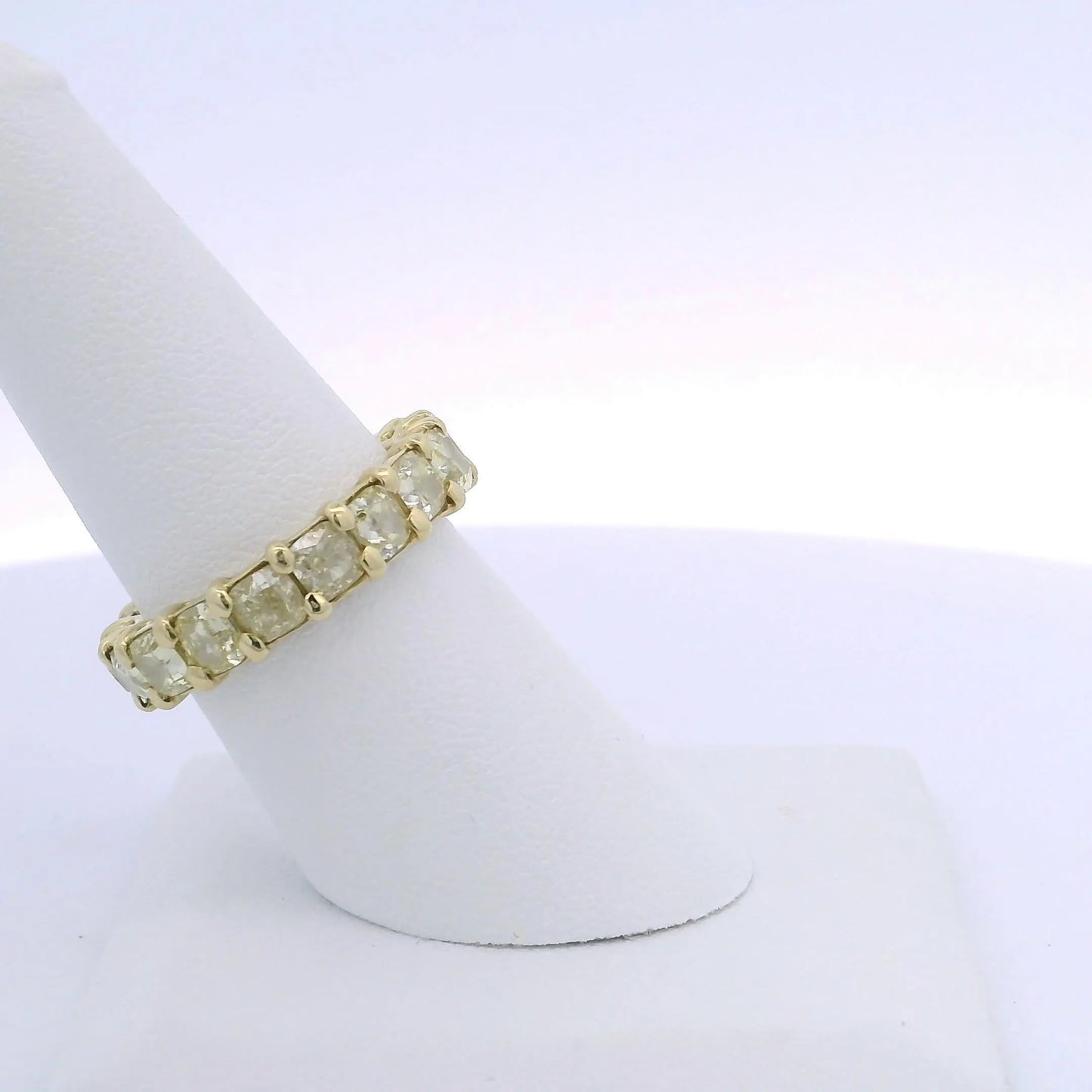 6.40CTW CUSHION CUT YELLOW DIAMOND ETERNITY BAND