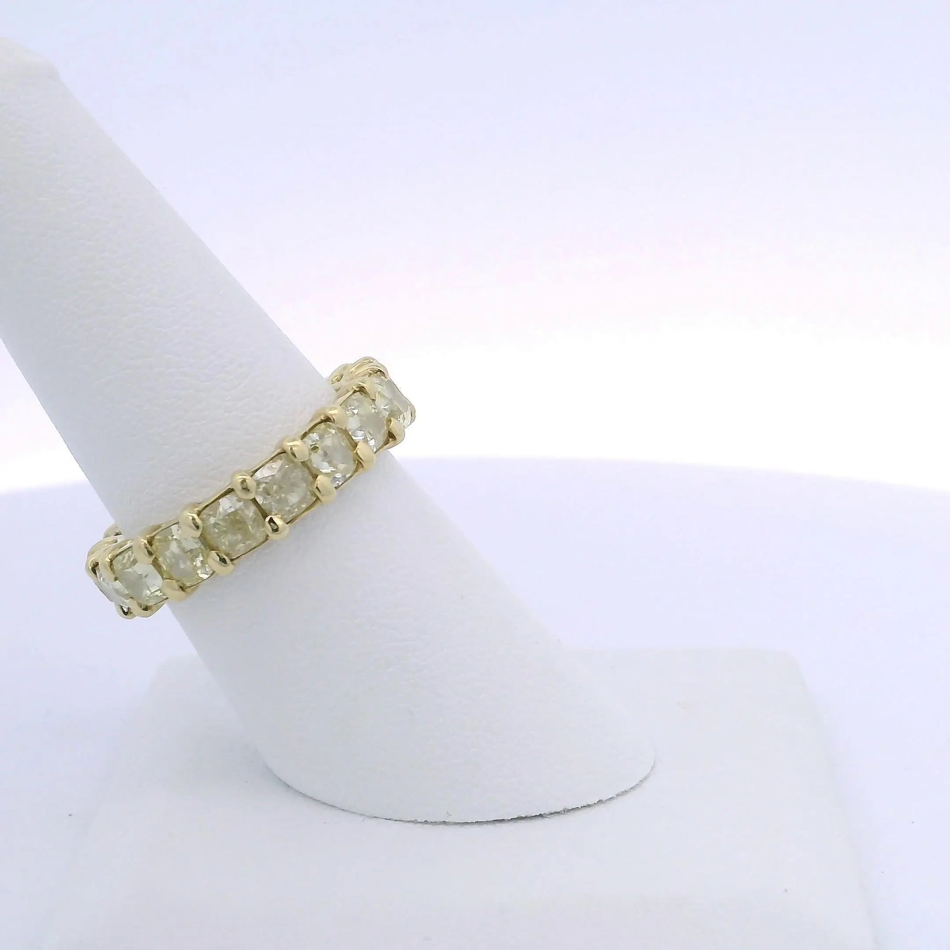 6.40CTW CUSHION CUT YELLOW DIAMOND ETERNITY BAND