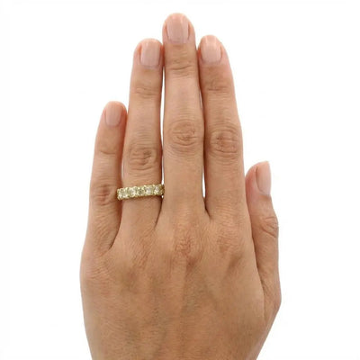 6.40ct Cushion Cut Yellow Diamond Eternity Band