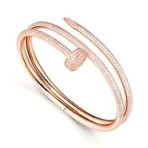 Cartier Juste un Clou Nail 18k Rose Gold Diamond Bangle Bracelet Size 16