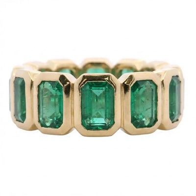 6.45ctw Emerald Cut Emerald Eternity Band